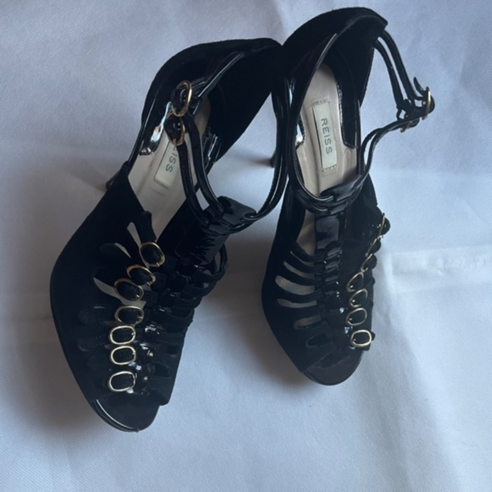Reiss Stiletto Suede Patent Buckle Leather Strappy Hight Hells‎ Shoes Open Toe 8